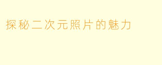 探秘二次元照片的魅力