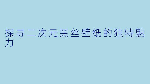探寻二次元黑丝壁纸的独特魅力