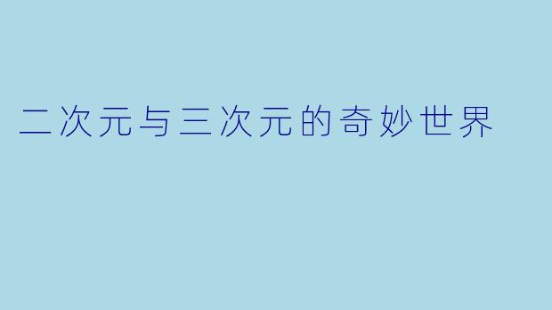 二次元与三次元的奇妙世界