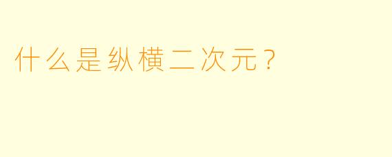 什么是纵横二次元？