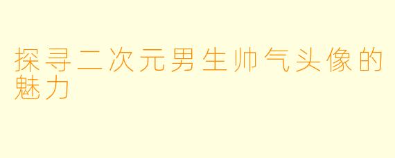 探寻二次元男生帅气头像的魅力