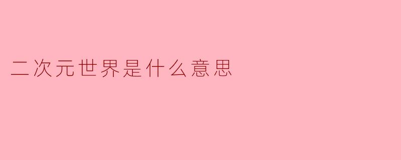二次元世界是什么意思