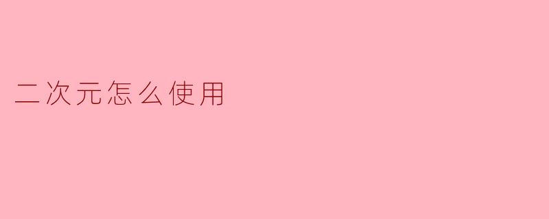 二次元怎么使用