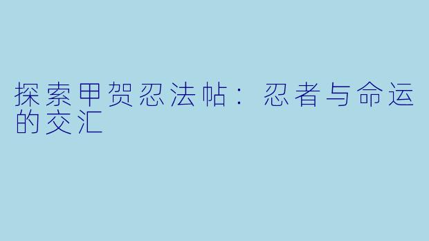 探索甲贺忍法帖：忍者与命运的交汇
