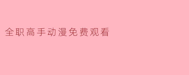 全职高手动漫免费观看