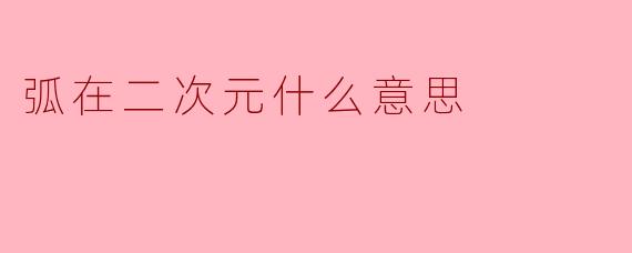 弧在二次元什么意思