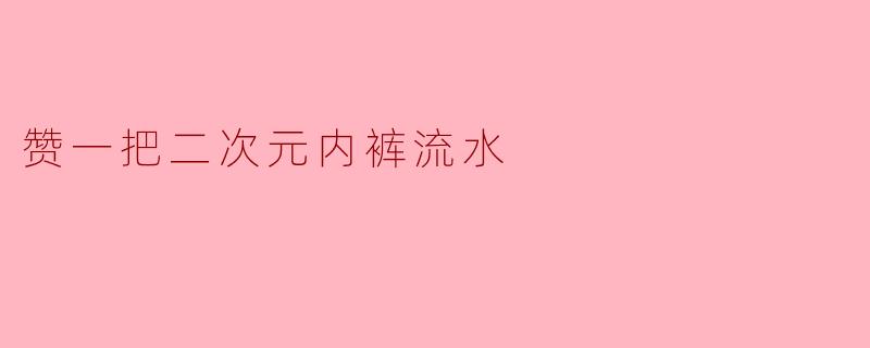 赞一把二次元内裤流水