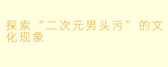 探索“二次元男头污”的文化现象