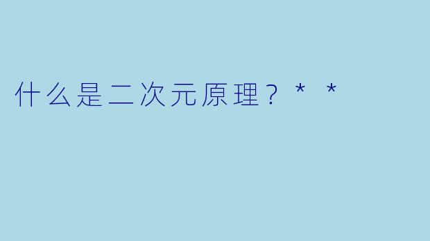 什么是二次元原理？**