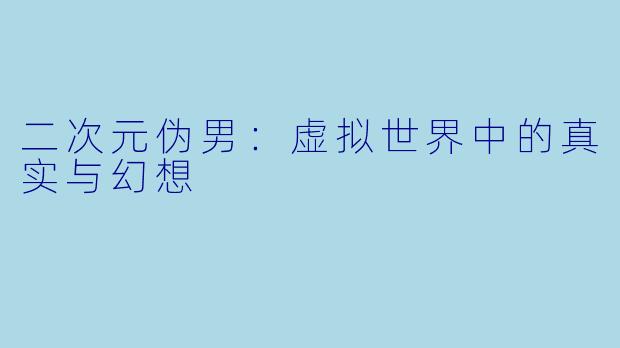 二次元伪男：虚拟世界中的真实与幻想