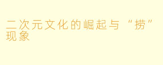 二次元文化的崛起与“捞”现象