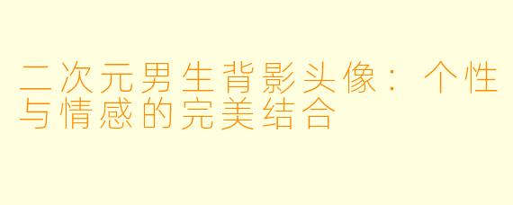 二次元男生背影头像：个性与情感的完美结合