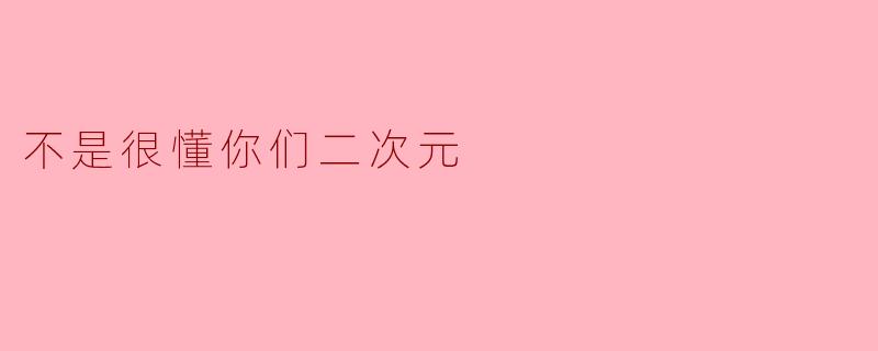 不是很懂你们二次元