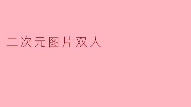 ### 二次元世界里的双人羁绊