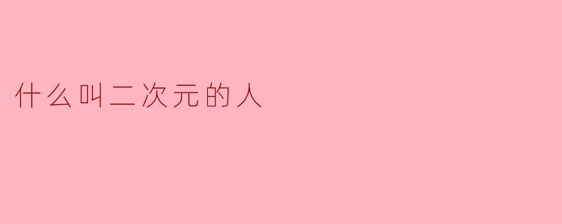 什么叫二次元的人