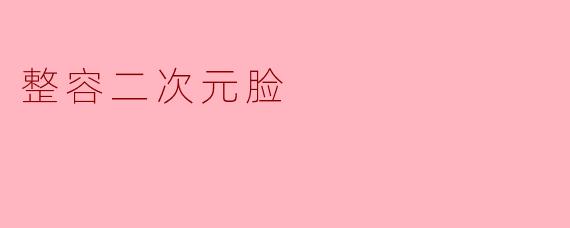 整容二次元脸