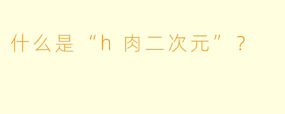 什么是“h肉二次元”？  