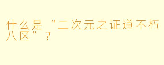 什么是“二次元之证道不朽八区”？  