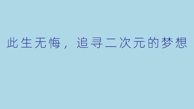 此生无悔，追寻二次元的梦想