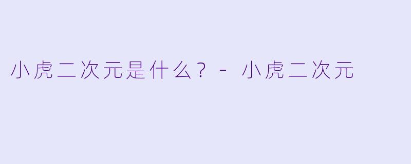 小虎二次元是什么？