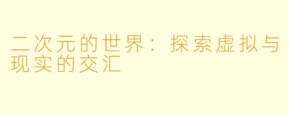 二次元的世界：探索虚拟与现实的交汇