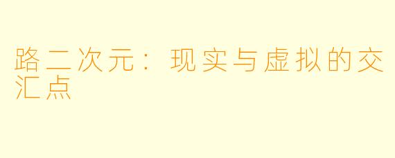 路二次元：现实与虚拟的交汇点