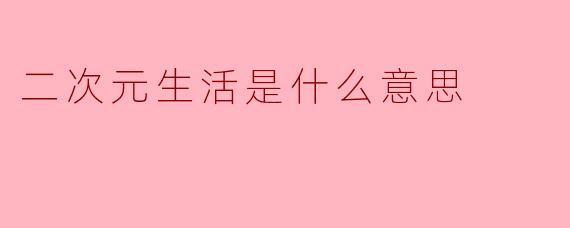 二次元生活是什么意思