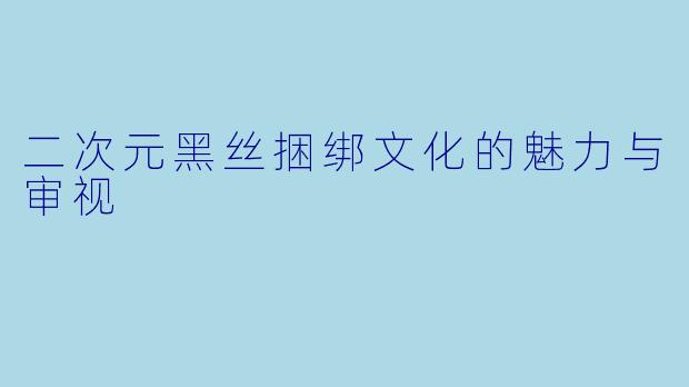 二次元黑丝捆绑文化的魅力与审视