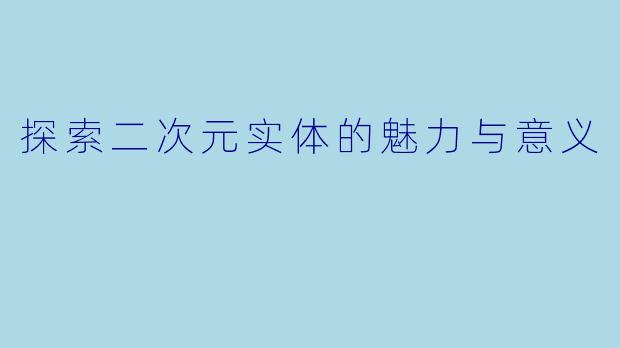 探索二次元实体的魅力与意义