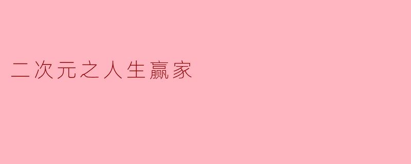 二次元之人生赢家