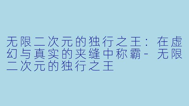 无限二次元的独行之王：在虚幻与真实的夹缝中称霸-无限二次元的独行之王