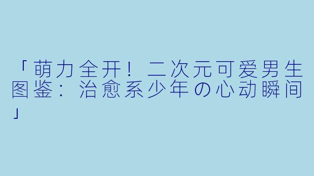 「萌力全开！二次元可爱男生图鉴：治愈系少年の心动瞬间」