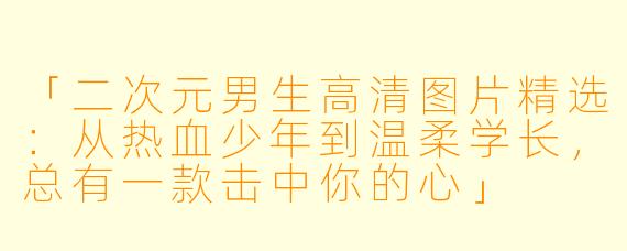 「二次元男生高清图片精选:从热血少年到温柔学长,总有一款击中你的心」