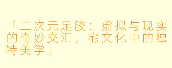 「二次元足胶：虚拟与现实的奇妙交汇，宅文化中的独特美学」