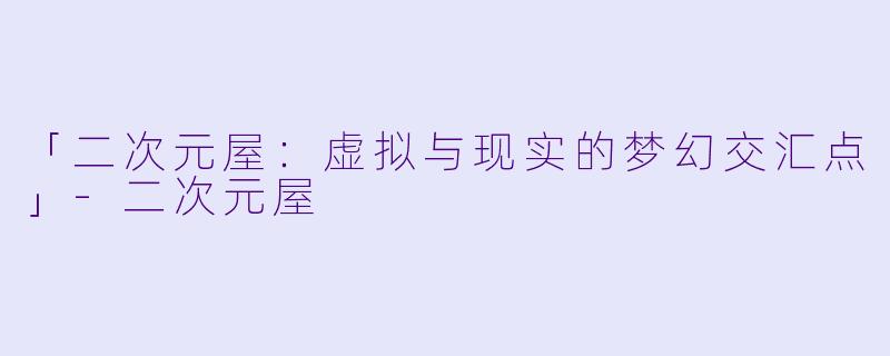 「二次元屋：虚拟与现实的梦幻交汇点」-二次元屋