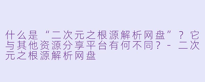 什么是“二次元之根源解析网盘”?它与其他资源分享平台有何不同?