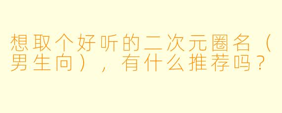 想取个好听的二次元圈名（男生向），有什么推荐吗？