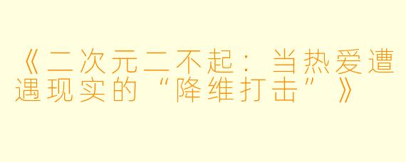 《二次元二不起：当热爱遭遇现实的“降维打击”》