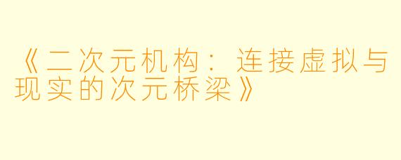 《二次元机构：连接虚拟与现实的次元桥梁》