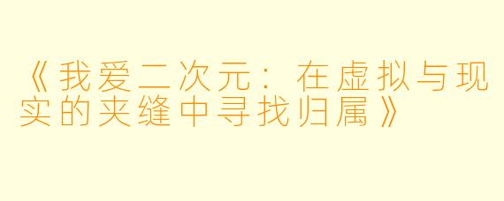 《我爱二次元：在虚拟与现实的夹缝中寻找归属》