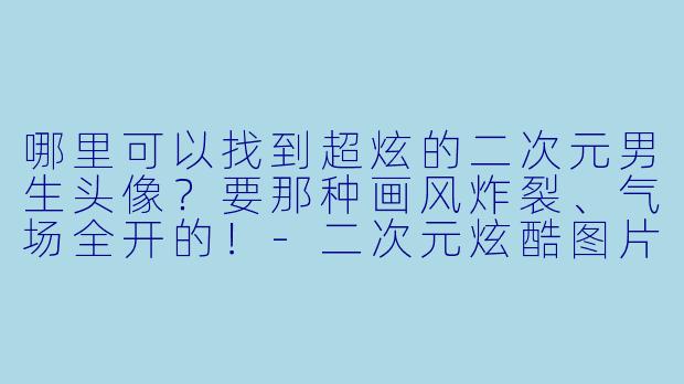 哪里可以找到超炫的二次元男生头像？要那种画风炸裂、气场全开的！