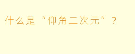 什么是“仰角二次元”？