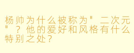 杨帅为什么被称为