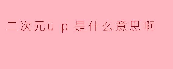 二次元up是什么意思啊
