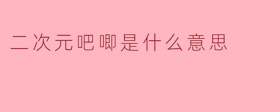 二次元吧唧是什么意思?