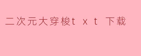 二次元大穿梭txt下载