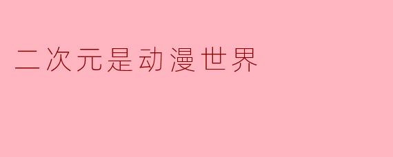 什么是二次元？