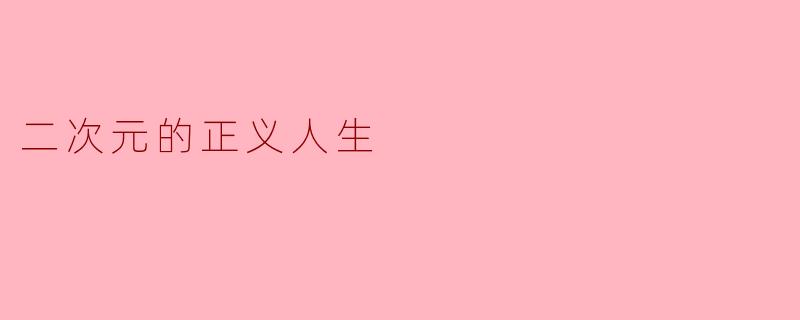 二次元的正义人生
