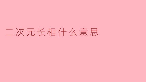 二次元长相什么意思