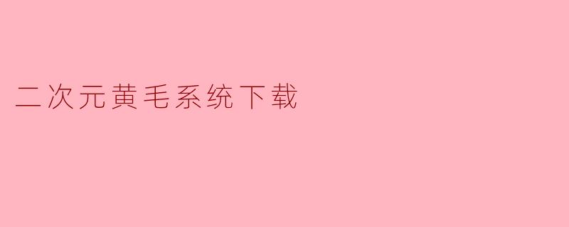 二次元黄毛系统下载